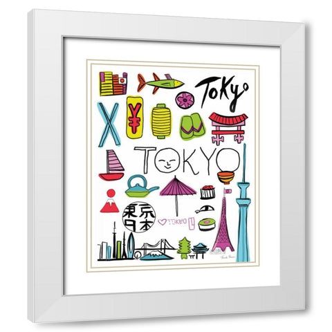 Travel Tokyo White Modern Wood Framed Art Print with Double Matting by Zaman, Farida