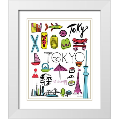 Travel Tokyo White Modern Wood Framed Art Print with Double Matting by Zaman, Farida