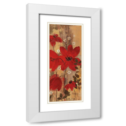Floral Symphony Red II White Modern Wood Framed Art Print with Double Matting by Vassileva, Silvia