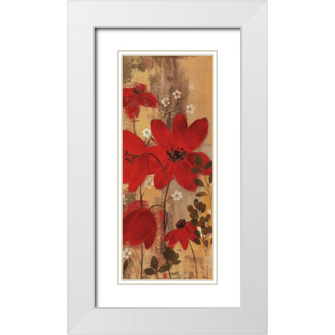 Floral Symphony Red II White Modern Wood Framed Art Print with Double Matting by Vassileva, Silvia