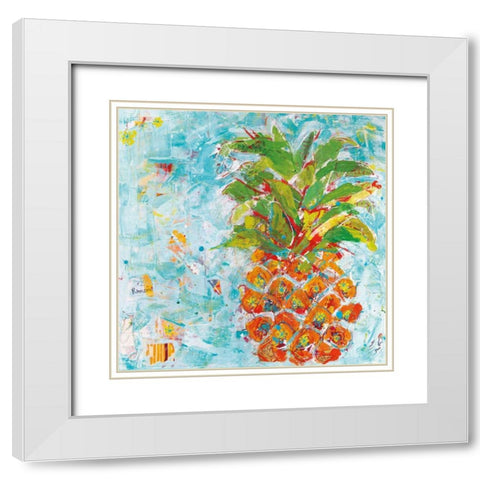 Pineapple Bright White Modern Wood Framed Art Print with Double Matting by Day, Kellie