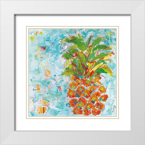 Pineapple Bright White Modern Wood Framed Art Print with Double Matting by Day, Kellie
