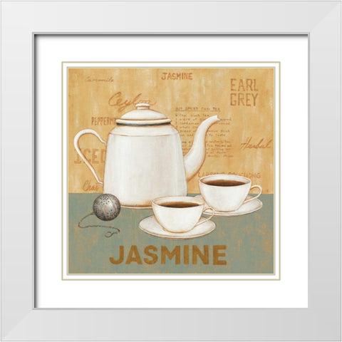 Jasmine Tea Teal White Modern Wood Framed Art Print with Double Matting by Brown, David Carter