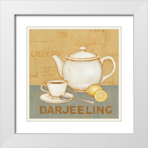 Darjeeling Tea Teal White Modern Wood Framed Art Print with Double Matting by Brown, David Carter