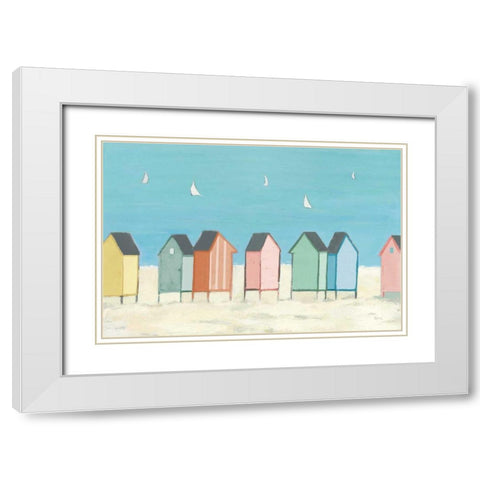Cabanas I Pastel White Modern Wood Framed Art Print with Double Matting by Adams, Phyllis
