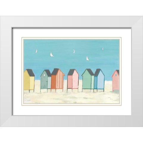 Cabanas I Pastel White Modern Wood Framed Art Print with Double Matting by Adams, Phyllis