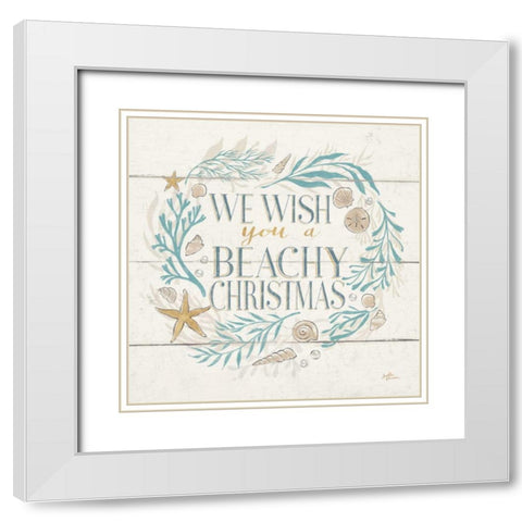Golden Sea VI Holiday White Modern Wood Framed Art Print with Double Matting by Penner, Janelle