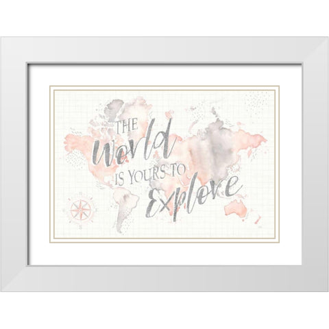 Wonderful World I White Modern Wood Framed Art Print with Double Matting by Marshall, Laura