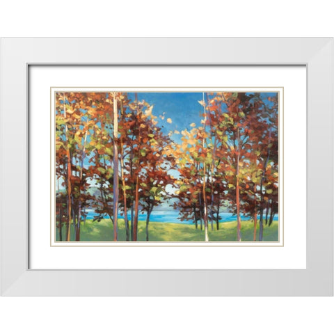 Kaleidoscope Bright Blue White Modern Wood Framed Art Print with Double Matting by Purinton, Julia