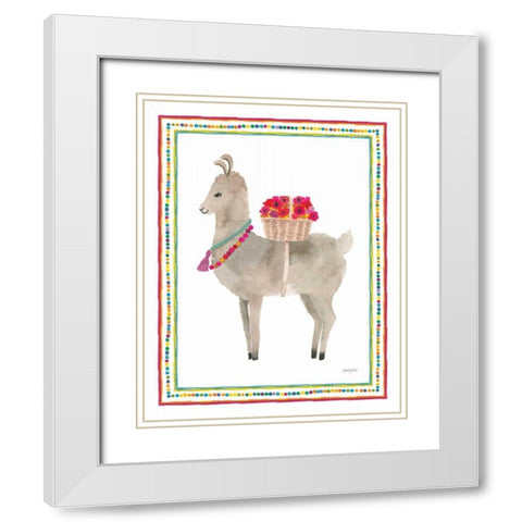 La La Llama II White Modern Wood Framed Art Print with Double Matting by Jackson, Jenaya