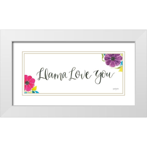 La La Llama VII White Modern Wood Framed Art Print with Double Matting by Jackson, Jenaya