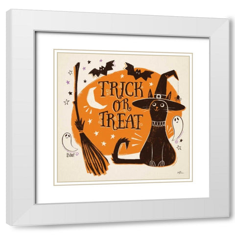 Spooktacular III White Modern Wood Framed Art Print with Double Matting by Penner, Janelle