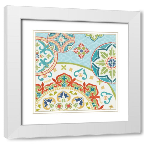 Colorful Journey III White Modern Wood Framed Art Print with Double Matting by Pela Studio