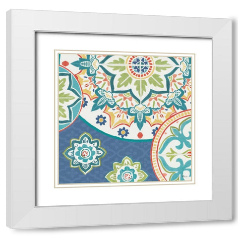 Colorful Journey II Blue White Modern Wood Framed Art Print with Double Matting by Pela Studio