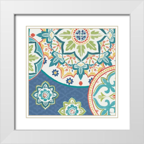 Colorful Journey II Blue White Modern Wood Framed Art Print with Double Matting by Pela Studio
