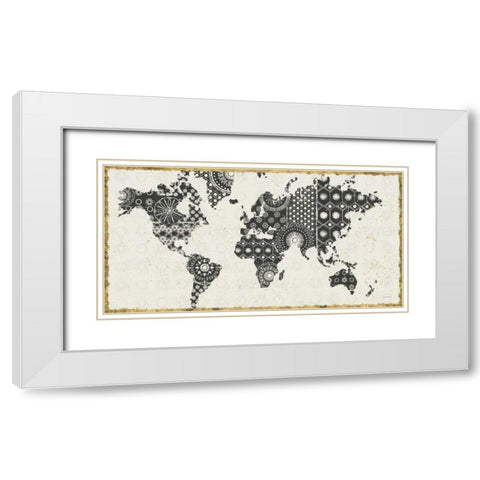 Kami Map White Modern Wood Framed Art Print with Double Matting by Lovell, Kathrine