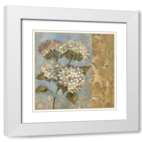 Hydrangea on Soft Blue WAG White Modern Wood Framed Art Print with Double Matting by Vassileva, Silvia