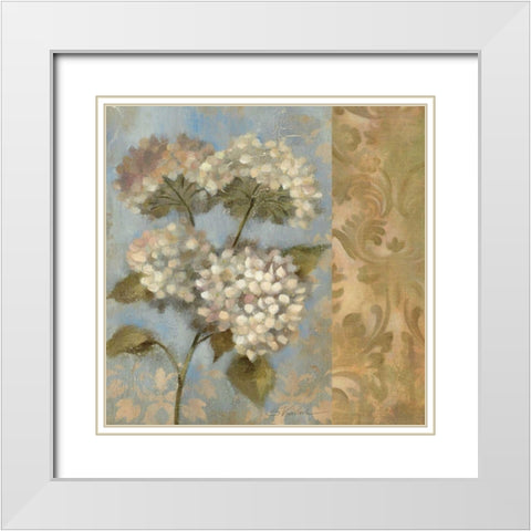 Hydrangea on Soft Blue WAG White Modern Wood Framed Art Print with Double Matting by Vassileva, Silvia