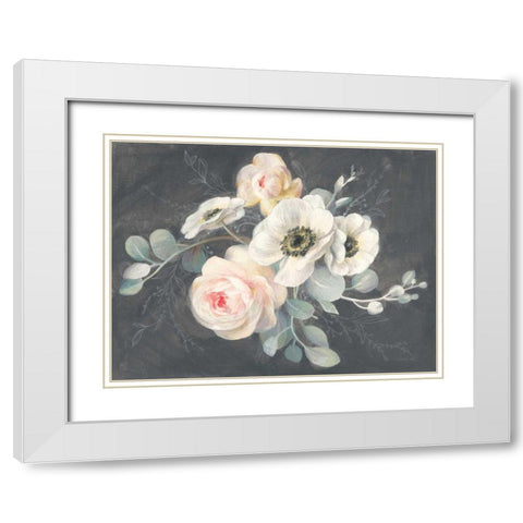 Roses and Anemones White Modern Wood Framed Art Print with Double Matting by Nai, Danhui