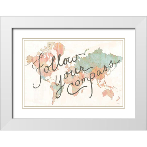 Across the World v2 White Modern Wood Framed Art Print with Double Matting by Schlabach, Sue