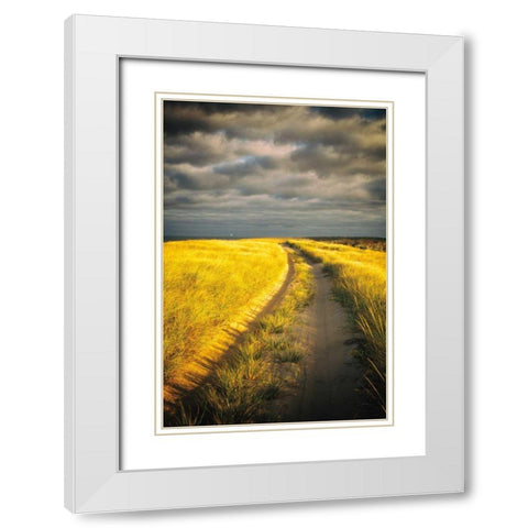 Down the Road White Modern Wood Framed Art Print with Double Matting by Aledanda