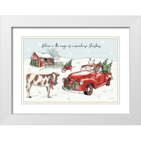 Holiday on the Farm II Believe White Modern Wood Framed Art Print with Double Matting by Tavoletti, Anne