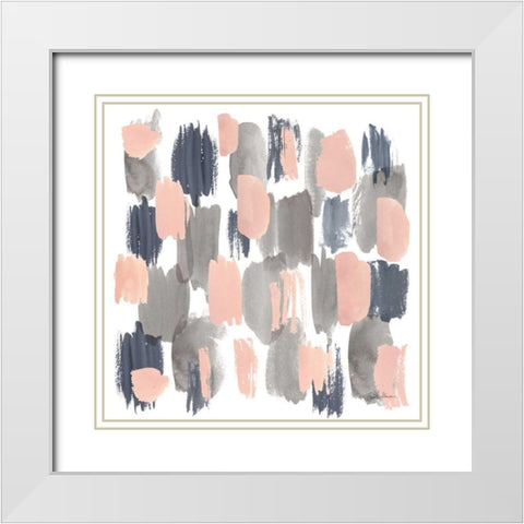 Grey Pink Mist I White Modern Wood Framed Art Print with Double Matting by Zaman, Farida