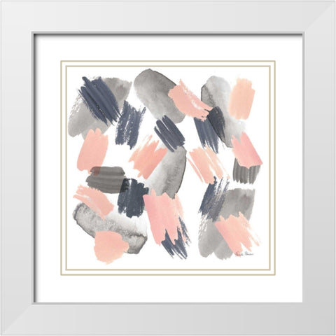Grey Pink Mist II White Modern Wood Framed Art Print with Double Matting by Zaman, Farida