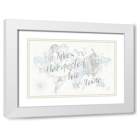 Wonderful World I Mint Unexpected Places White Modern Wood Framed Art Print with Double Matting by Marshall, Laura