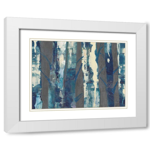 Deep Woods III Indigo on Gray White Modern Wood Framed Art Print with Double Matting by Hristova, Albena