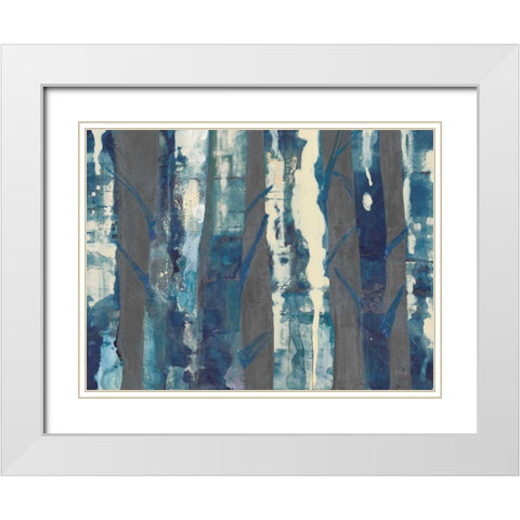 Deep Woods III Indigo on Gray White Modern Wood Framed Art Print with Double Matting by Hristova, Albena