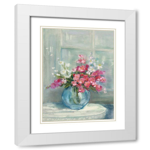 Spring Bouquet I Crop White Modern Wood Framed Art Print with Double Matting by Rowan, Carol