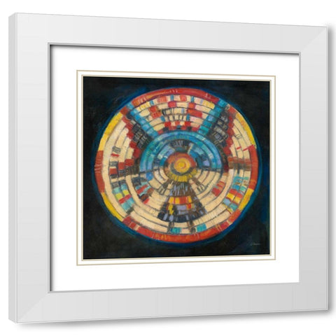 Kachina Basket White Modern Wood Framed Art Print with Double Matting by Rowan, Carol