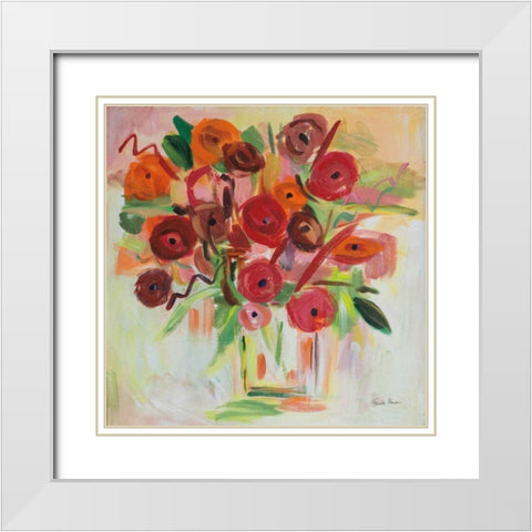 Poppy Burst White Modern Wood Framed Art Print with Double Matting by Zaman, Farida