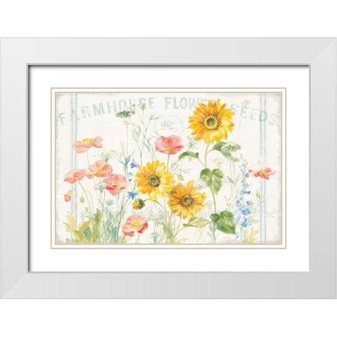 Floursack Florals I White Modern Wood Framed Art Print with Double Matting by Nai, Danhui