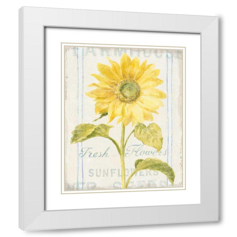 Floursack Florals II White Modern Wood Framed Art Print with Double Matting by Nai, Danhui