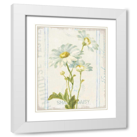 Floursack Florals III White Modern Wood Framed Art Print with Double Matting by Nai, Danhui