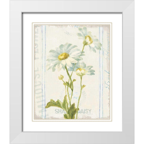 Floursack Florals III White Modern Wood Framed Art Print with Double Matting by Nai, Danhui