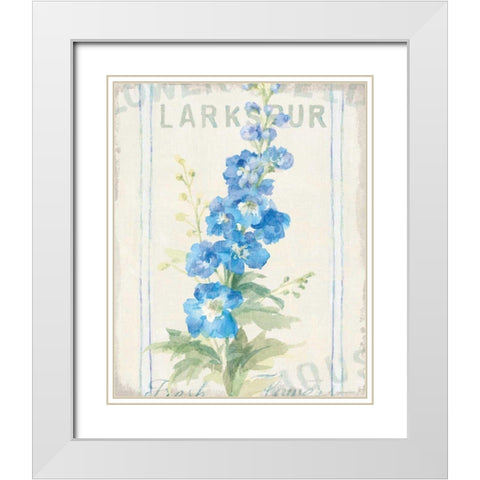 Floursack Florals VII White Modern Wood Framed Art Print with Double Matting by Nai, Danhui