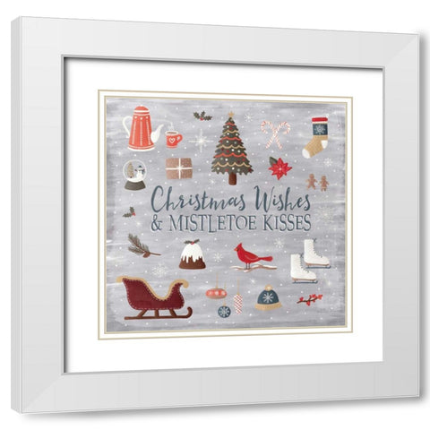 Christmas Cheer I White Modern Wood Framed Art Print with Double Matting by Marshall, Laura