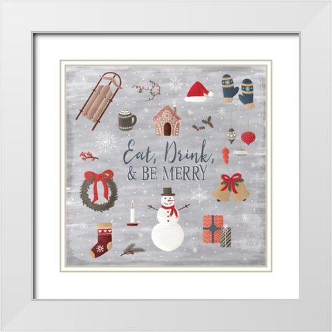 Christmas Cheer II White Modern Wood Framed Art Print with Double Matting by Marshall, Laura