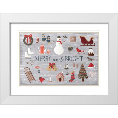Christmas Cheer III White Modern Wood Framed Art Print with Double Matting by Marshall, Laura
