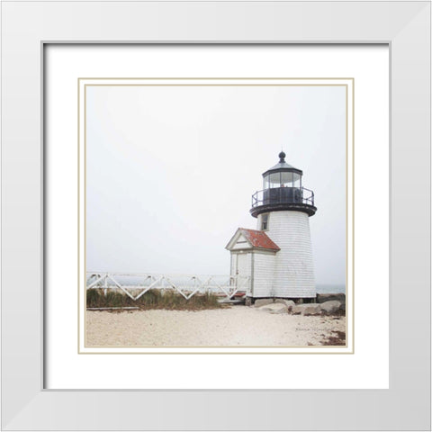 Brant Point Light White Modern Wood Framed Art Print with Double Matting by Marshall, Laura