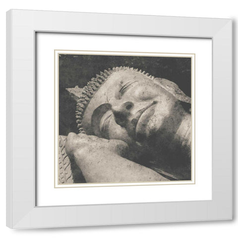 Reclining Buddha White Modern Wood Framed Art Print with Double Matting by Wild Apple Portfolio