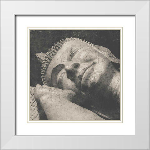 Reclining Buddha White Modern Wood Framed Art Print with Double Matting by Wild Apple Portfolio