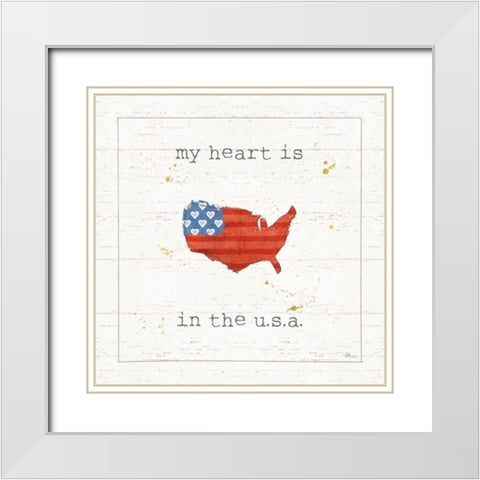 USA Cuties II Shiplap White Modern Wood Framed Art Print with Double Matting by Pela Studio