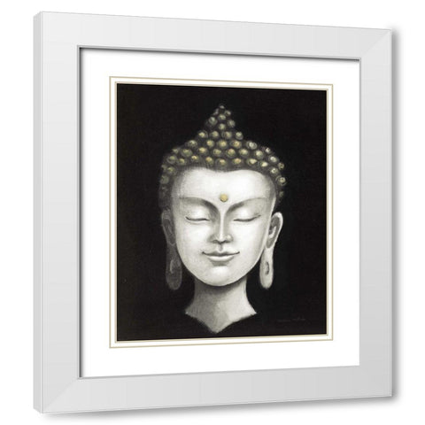 Serene Buddha I White Gold White Modern Wood Framed Art Print with Double Matting by McBride, Naomi