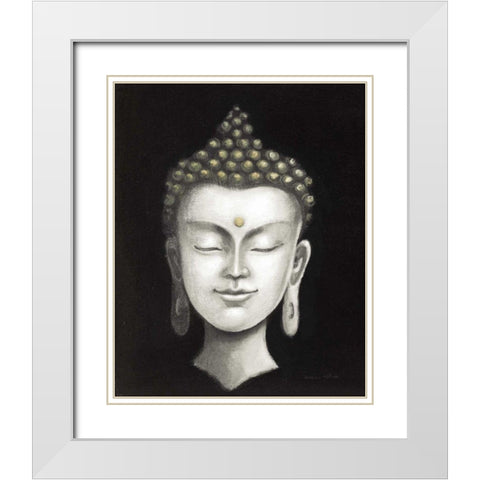 Serene Buddha I White Gold White Modern Wood Framed Art Print with Double Matting by McBride, Naomi