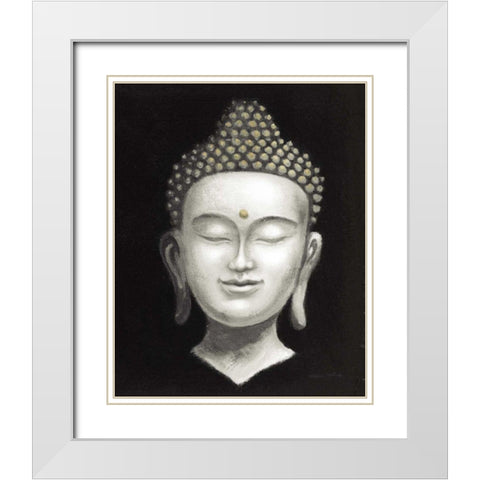 Serene Buddha II White Gold White Modern Wood Framed Art Print with Double Matting by McBride, Naomi