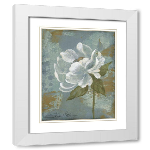Peony Tile II - Wag White Modern Wood Framed Art Print with Double Matting by Vassileva, Silvia
